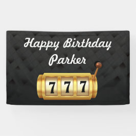 カジノナイトハッピーバースデーパーティーブラック金ゴールド 横断幕