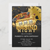 カジノナイトバースデーパーティブラック金ゴールド 招待状 (正面)