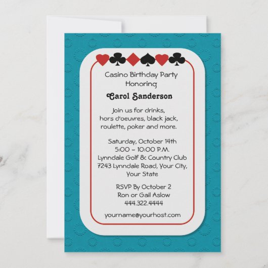 カジノナイトバースデーパーティ招待状 招待状 (裏面)
