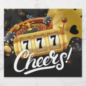 カジノナイトパーティーブラック金ゴールド応援 スパークリングワインラベル (シングルラベル)