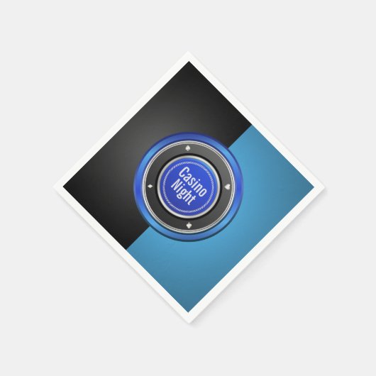 カジノナイトブラックアンドブルートランプのポーカーチップ スタンダードカクテルナプキン (角)