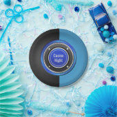 カジノナイトブラックアンドブルートランプのポーカーチップ ペーパープレート (パーティー)