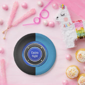 カジノナイトブラックアンドブルートランプのポーカーチップ ペーパープレート (パーティー)