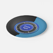 カジノナイトブラックアンドブルートランプのポーカーチップ ペーパープレート (アングル)