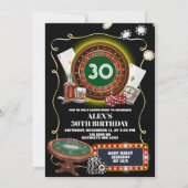 カジノナイトポーカーマン大人誕生日 招待状 (正面)