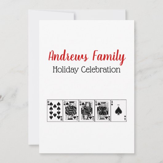 カジノナイトポーカーロイヤルストレートフラッシュクリスマス 招待状 (正面)