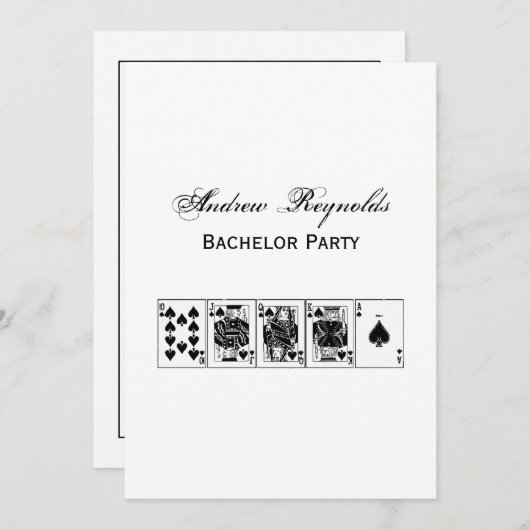 カジノナイトポーカー ロイヤルストレートフラッシュ スペード 招待状 (正面/裏面)