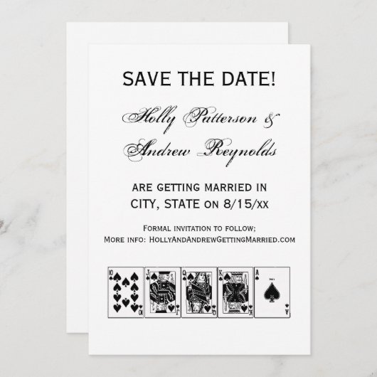 カジノナイトポーカー ロイヤルストレートフラッシュ スペード 招待状 (正面/裏面)