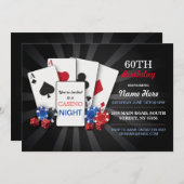 カジノナイトラスベガスパーティー誕生日招待状 招待状 (正面/裏面)