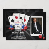 カジノナイトラスベガスフォト誕生日カード招待状 招待状 (正面/裏面)