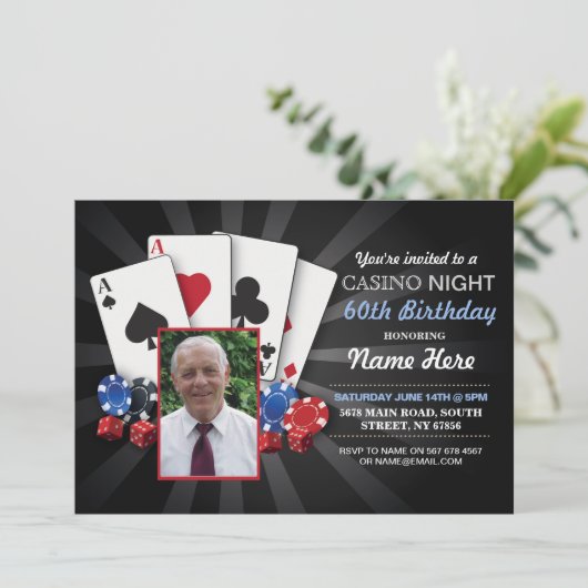 カジノナイトラスベガスフォト誕生日招待状 招待状 (スタンド正面)