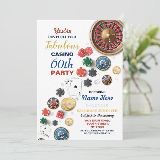 カジノナイトラスベガス誕生日カードパーティー 招待状 (スタンド正面)