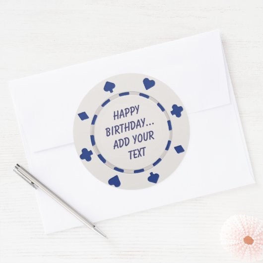 カジノナイト誕生日カップケーキトッパーズシール ラウンドシール (封筒)