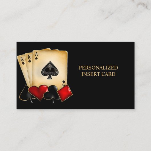 カジノナイト、トランプのポーカーナイト、ギャンブル、カードサイコロ エンクロージャーカード (正面)