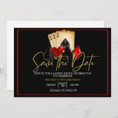 カジノナイト、トランプのポーカーナイト、ギャンブル、カードサイコロ 招待状 (正面/裏面)