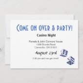 カジノナイト ラスベガス ポーカー パーティー - 青 招待状 (裏面)