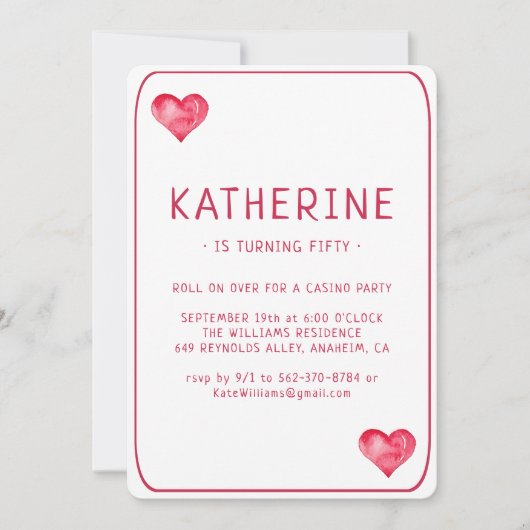 カジノハート遊ズカード誕生日招待状 招待状 (正面)