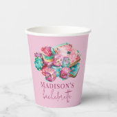 カジノバチェロレッテパーソナライズされたウォーターカラーピンク 紙コップ (正面)