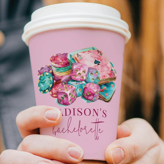 カジノバチェロレッテパーソナライズされたウォーターカラーピンク 紙コップ