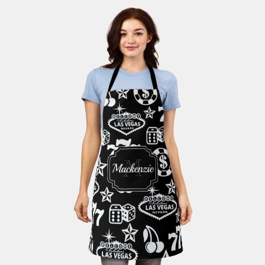 カジノパターン エプロン (着用した状態)