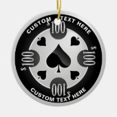 カジノパーソナライズされたトランプのポーカーチップクリスマス セラミックオーナメント (正面)