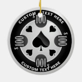 カジノパーソナライズされたトランプのポーカーチップクリスマス セラミックオーナメント (裏面)