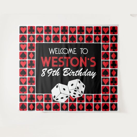 カジノパーソナライズされたトランプのポーカーパーティーバックドランドタペストリー タペストリー (正面(横))