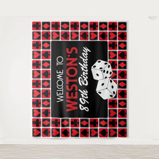 カジノパーソナライズされたトランプのポーカーパーティーバックドランドタペストリー タペストリー (正面)