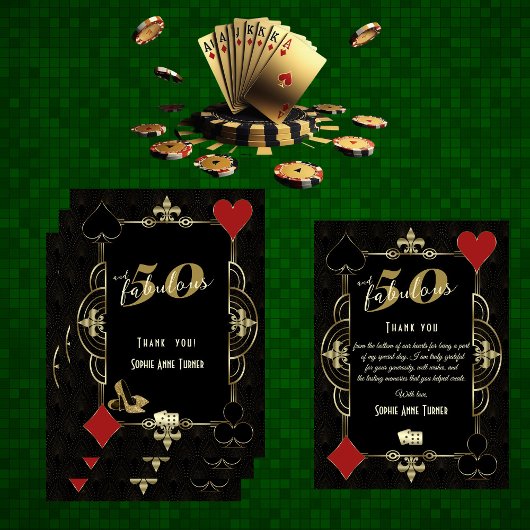カジノベガストランプのポーカー50と素晴らしい誕生日パーティー サンキューカード