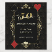 カジノベガストランプのポーカー50と素晴らしい誕生日パーティー ワインラベル (シングルラベル)