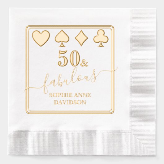 カジノベガス金ゴールド50と素晴らしい女性誕生日 箔ナプキン (正面)