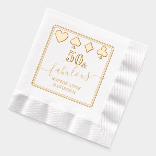 カジノベガス金ゴールド50と素晴らしい女性誕生日 箔ナプキン (左)