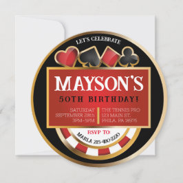 カジノポーカーカード誕生日パーティーへの招待 招待状