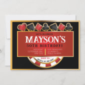 カジノポーカーカード誕生日パーティーへの招待 案内状 (正面)
