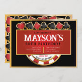 カジノポーカーカード誕生日パーティーへの招待 案内状 (正面/裏面)