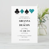 カジノモダンティール(緑がかった色)グリッター結婚式招待状 招待状 (スタンド正面)