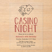 カジノモダンナイトバースデーパーティー アクリル招待状 (正面)
