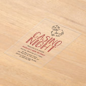 カジノモダンナイトバースデーパーティー アクリル招待状 (レイダウン)