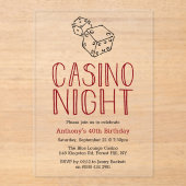 カジノモダンナイトバースデーパーティー アクリル招待状 (正面)