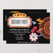 カジノラスベガスのゲームテーマの誕生日招待状 招待状 (正面/裏面)