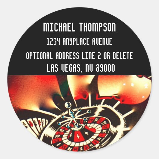 カジノラスベガススタイル差出人住所 ラウンドシール (正面)