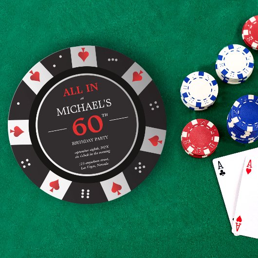 カジノラスベガストランプのポーカーチップ60誕生日 招待状