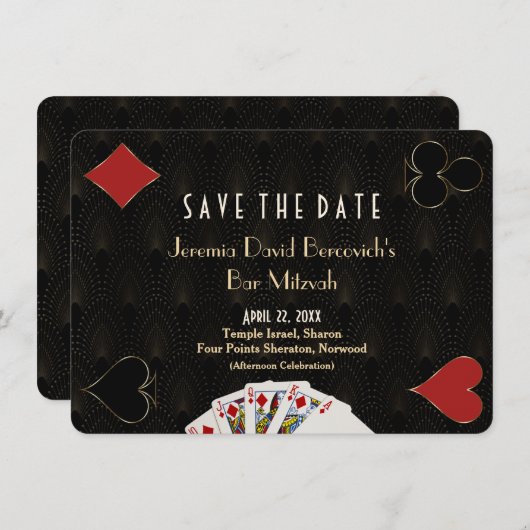 カジノラスベガストランプのポーカーバー（ユダヤ教の）バル・ミツバー保存日付 セーブザデート (正面/裏面)