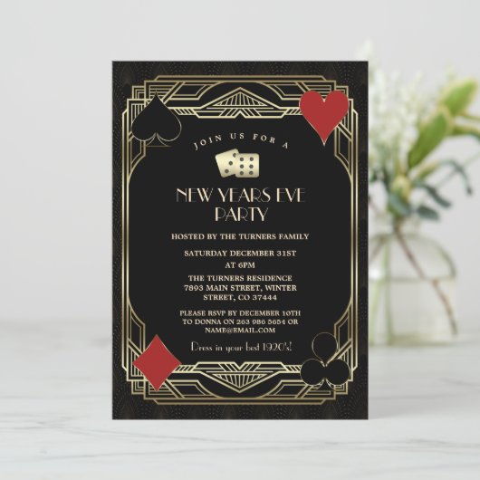 カジノラスベガス金ゴールド素晴らしギャツビーニューイヤーイブ 招待状 (スタンド正面)