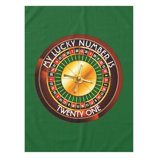 カジノルーレットホイールと幸運な番号 テーブルクロス (正面)
