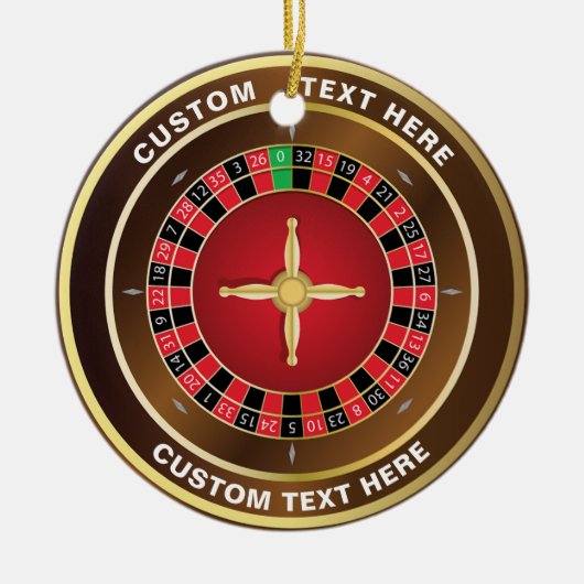 カジノルーレットホイールクリスマパーソナライズされたス セラミックオーナメント (正面)