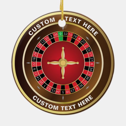 カジノルーレットホイールクリスマパーソナライズされたス セラミックオーナメント (裏面)