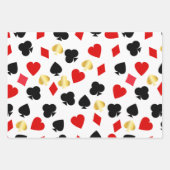 カジノレッド、ブラック、および金ゴールドカードスーツ賭博 ラッピングペーパーシート (正面2)