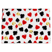 カジノレッド、ブラック、および金ゴールドカードスーツ賭博 ラージペーパーバッグ (正面)