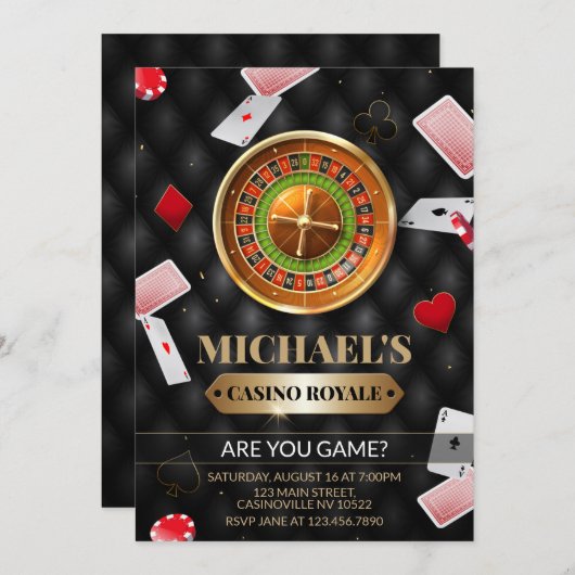 カジノロイヤル誕生日招待状 招待状 (正面/裏面)